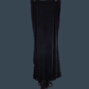 Women's Killstar The Ghostess Maxi Sport Black Velvet Skirt Lace Back Size XL